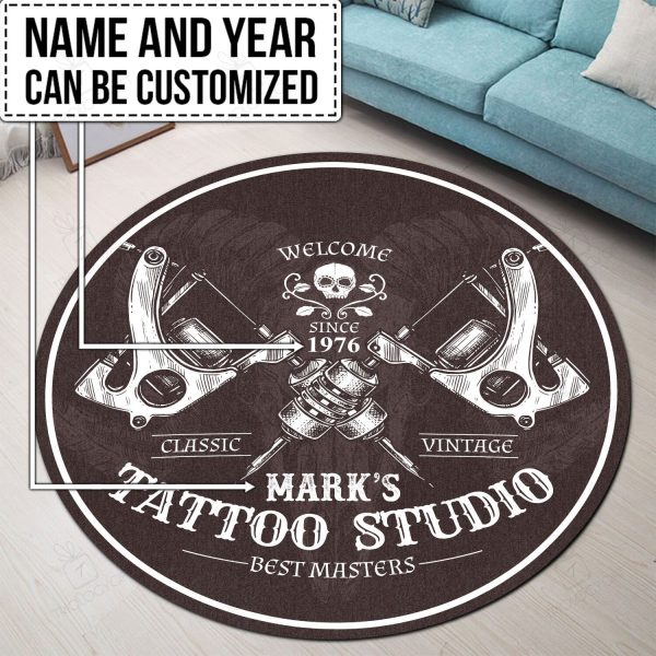 Personalized Tattoo Studio Round Mat