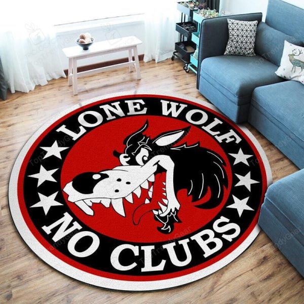 Lone Wolf No Clubs Hot Rod Round Mat Round Floor Mat Room Rugs Carpet Outdoor Rug Washable Rugs - Image 2