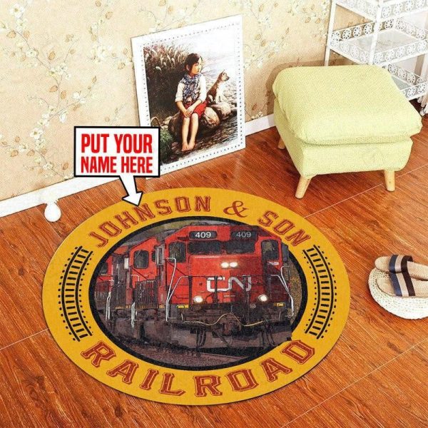 Personalized Cn Canadian National Railroad Round Mat Round Floor Mat Room Rugs Carpet Outdoor Rug Washable Rugs