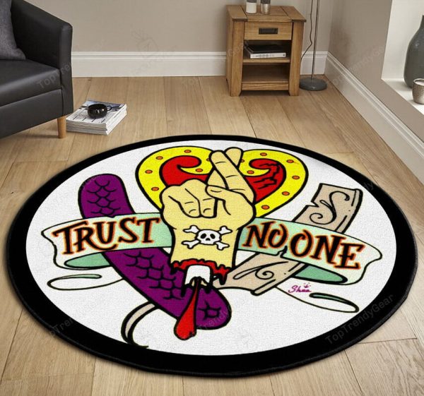 Tattoo Sticker Trust No One Hot Rod Drag Race Kustom Kulture Rockabill Round Mat Round Floor Mat Room Rugs Carpet Outdoor Rug Washable Rugs - Image 3