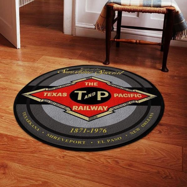 Texaspacific Round Mat Texas & Pacific Railroad Round Floor Mat Room Rugs Carpet Outdoor Rug Washable Rugs