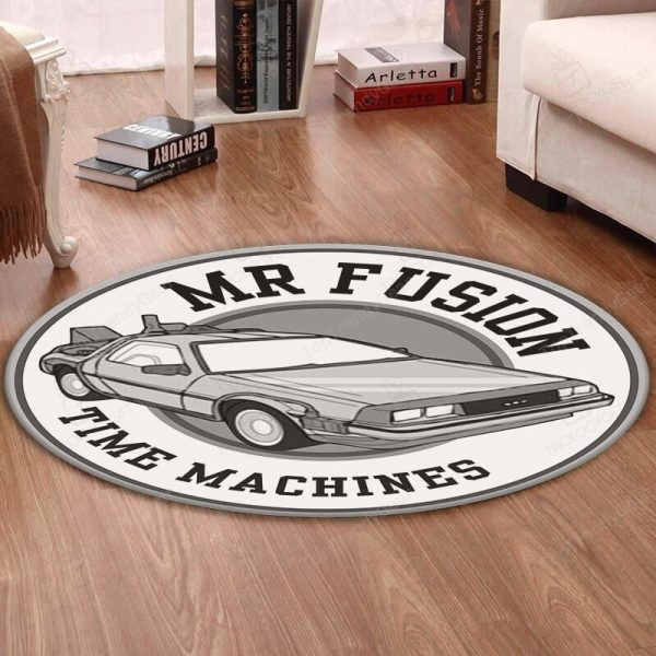 Btf Round Mat Back To The Future Delorean Bttf Time Machine Round Floor Mat Room Rugs Carpet Outdoor Rug Washable Rugs - Image 2