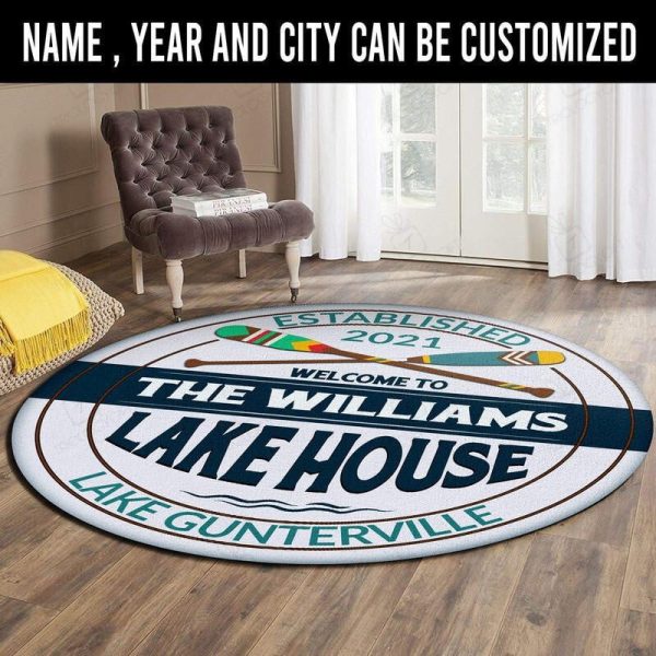 Personalized Lake House Round Mat Round Floor Mat Room Rugs Carpet Outdoor Rug Washable Rugs - Image 2