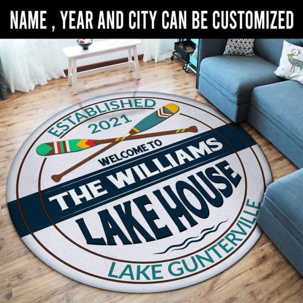 Personalized Lake House Round Mat Round Floor Mat Room Rugs Carpet Outdoor Rug Washable Rugs - Image 3