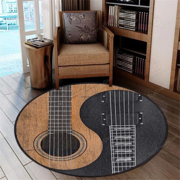 Guitar Music Round Mat Round Floor Mat Room Rugs Carpet Outdoor Rug Washable Rugs - Image 2