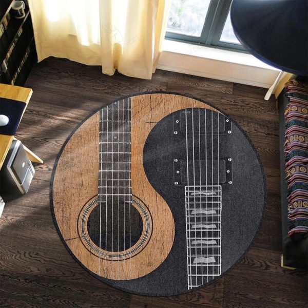 Guitar Music Round Mat Round Floor Mat Room Rugs Carpet Outdoor Rug Washable Rugs