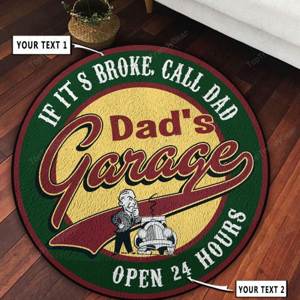 Dads Garage Full Service Round Rug, Carpet 10456 - Image 2