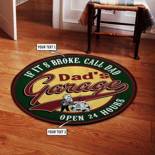 Dads Garage Full Service Round Rug, Carpet 10456