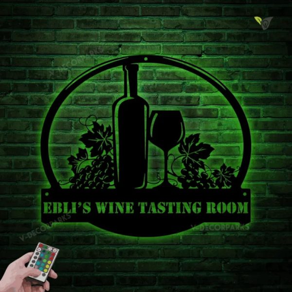 Wine Lovers Personalized Name Metal Wall Art Metal Wall Art With Led L - Image 3